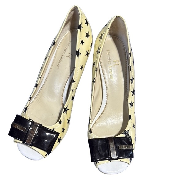 Flenziec Lensoni Yellow Star-Patterned Peep Toe Heels Size 7US 240 CN - Picture 1 of 8